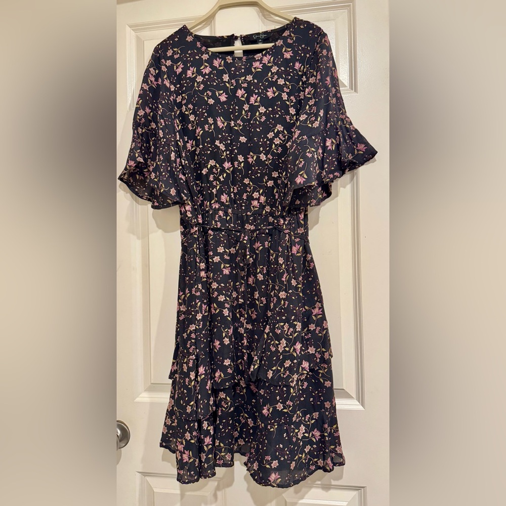 Floral Print Black Dress